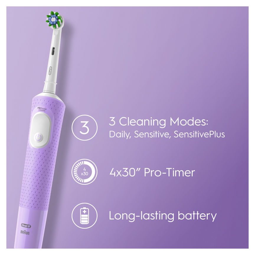 Oral B Vitality Pro Purple Electric Toothbrush Designed By Braun
