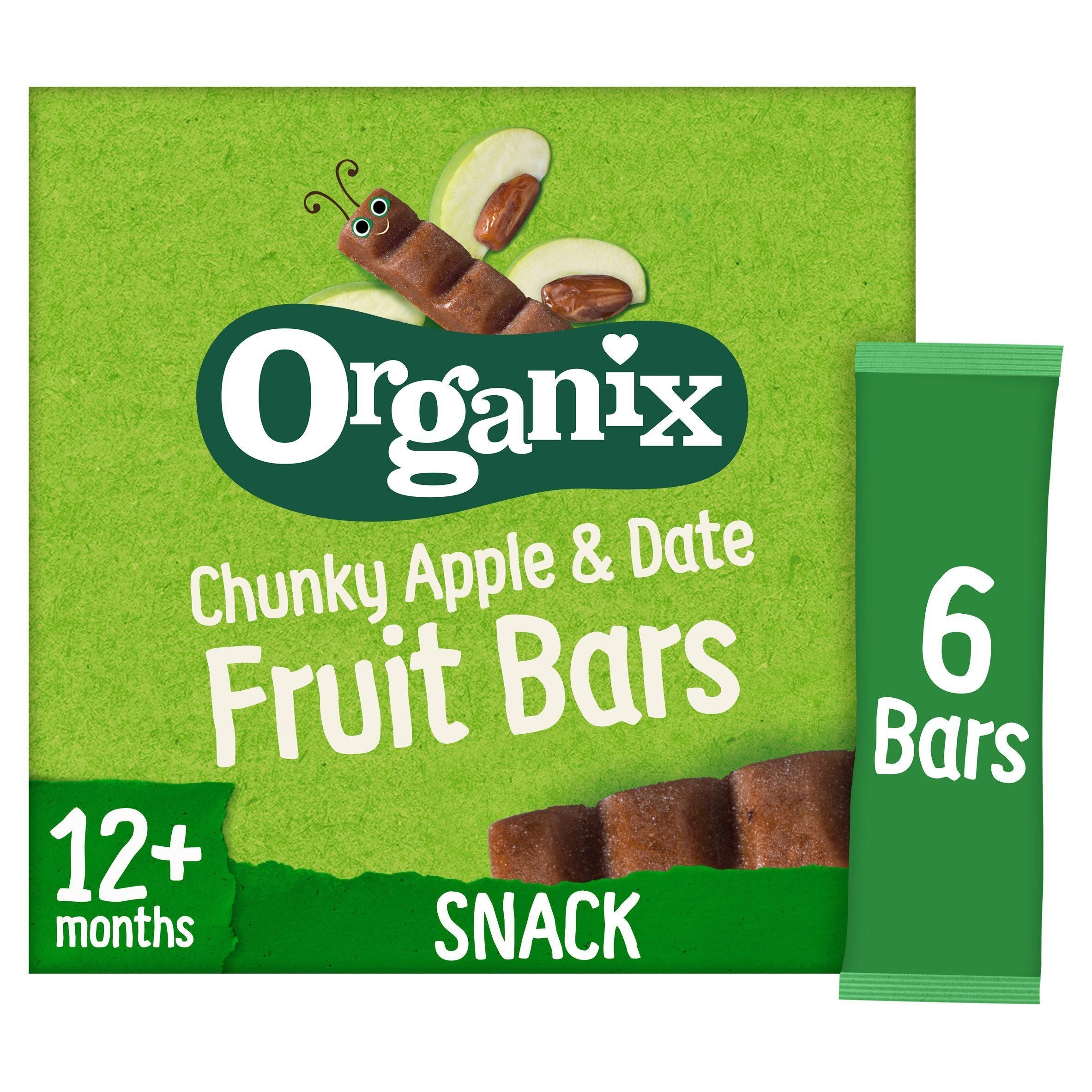 Organix Apple &amp;amp; Date Fruit Bars Toddler Snacks Multipack 12 months+ 6x17g