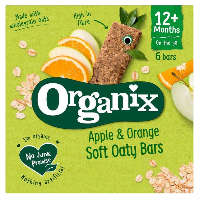 Organix Apple &amp;amp; Orange Organic Soft Oaty Bars Toddler Snack Multipack   6 x 23g