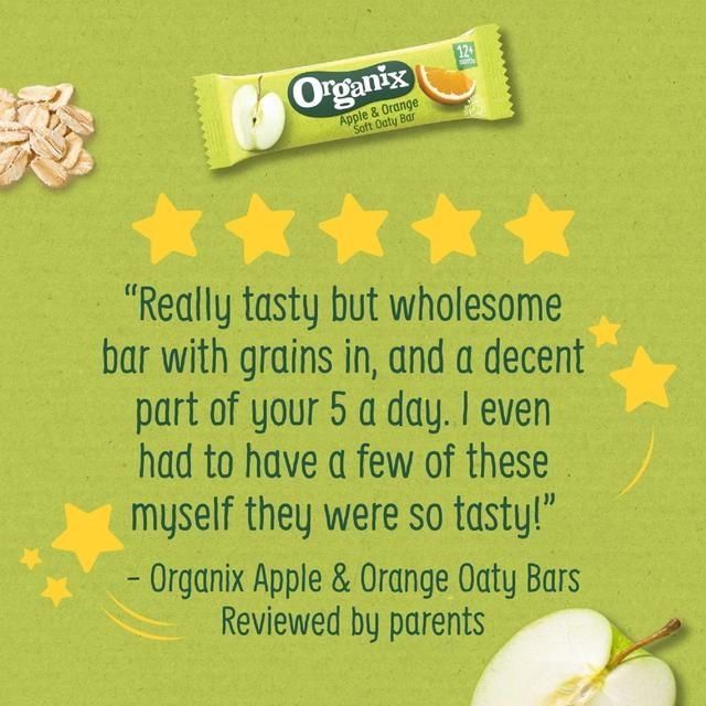 Organix Apple &amp;amp; Orange Organic Soft Oaty Bars Toddler Snack Multipack   6 x 23g