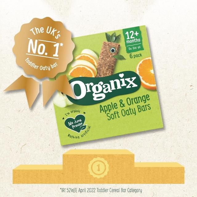 Organix Apple &amp;amp; Orange Organic Soft Oaty Bars Toddler Snack Multipack   6 x 23g
