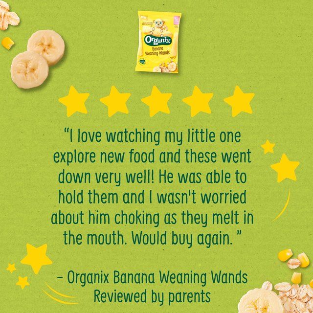 Organix Banana Weaning Wands Organic Baby Finger Finger Food 6 months+   25g