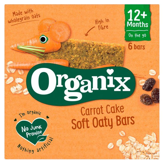 Organix Carrot Cake Organic Soft Oaty Bars Toddler Snack Multipack    6 x 23g