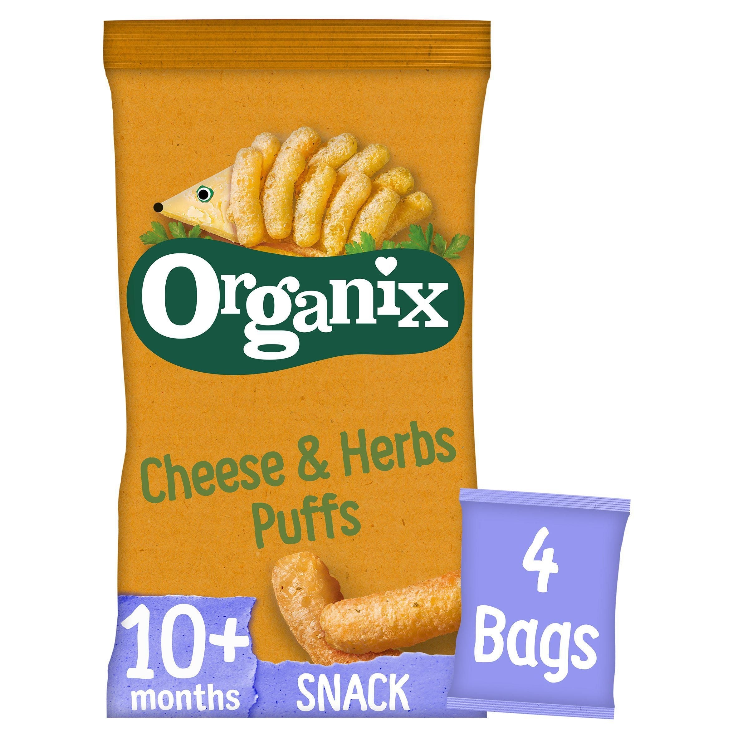 Organix Cheese &amp;amp; Herb Organic Baby Puffs Multipack 10 months+ 4x15g
