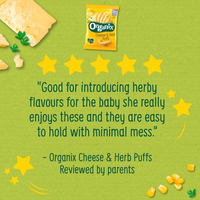 Organix Cheese &amp;amp; Herb Organic Puffs 10 mths+    15g