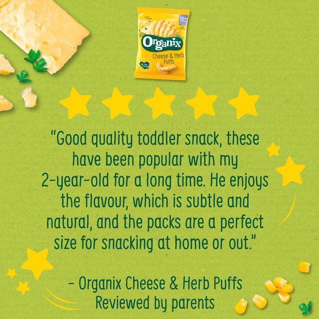 Organix Cheese &amp;amp; Herb Orgnic Puffs 10 mths+ Multipack   4 x 15g