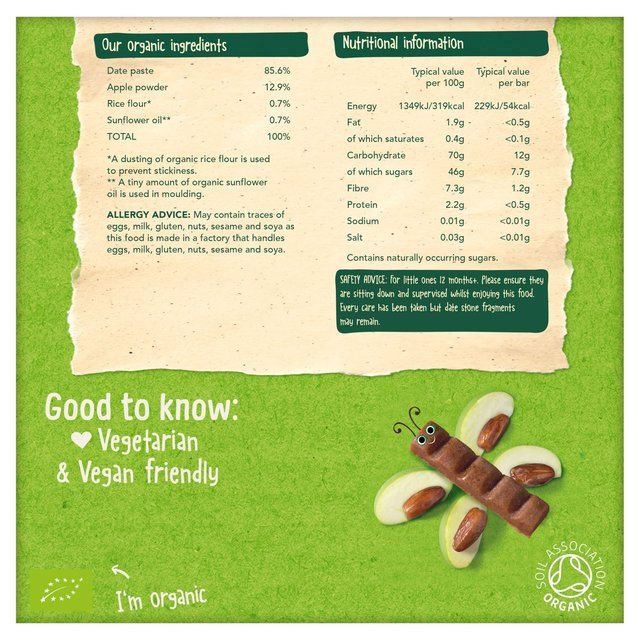 Organix Chunky Apple &amp;amp; Date Organic Fruit Bars Toddler Snack Multipack   6 x 17g