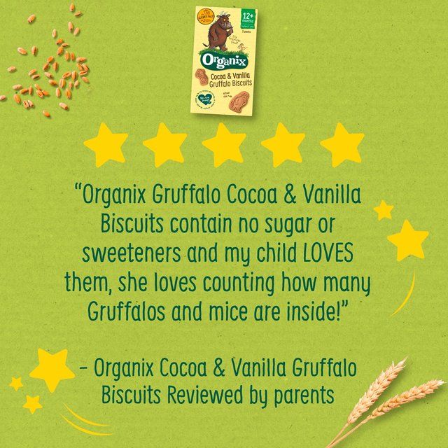 Organix Cocoa &amp;amp; Vanilla Organic Gruffalo Biscuits 12 mths+ Multipack   5 x 20g