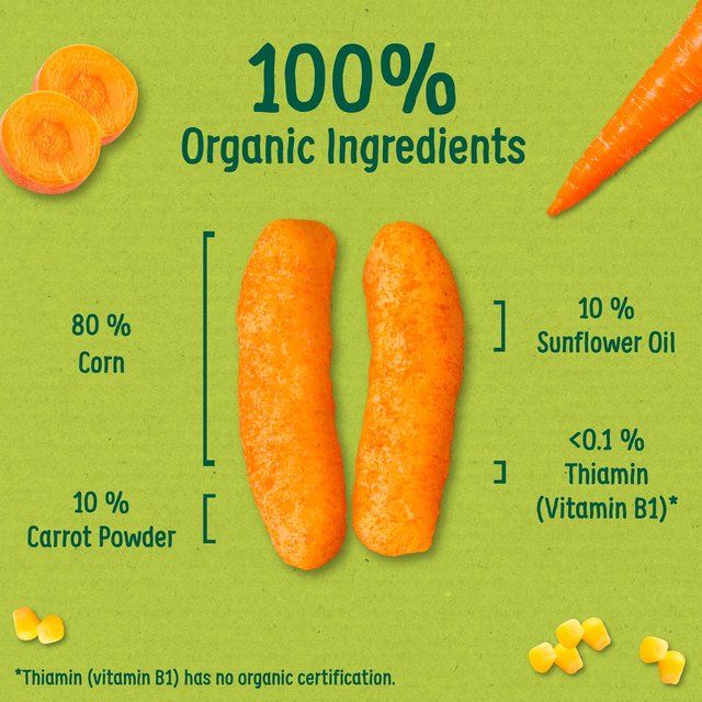 Organix Melty Carrot Organic Puffs Baby Snack 6 months+   20g