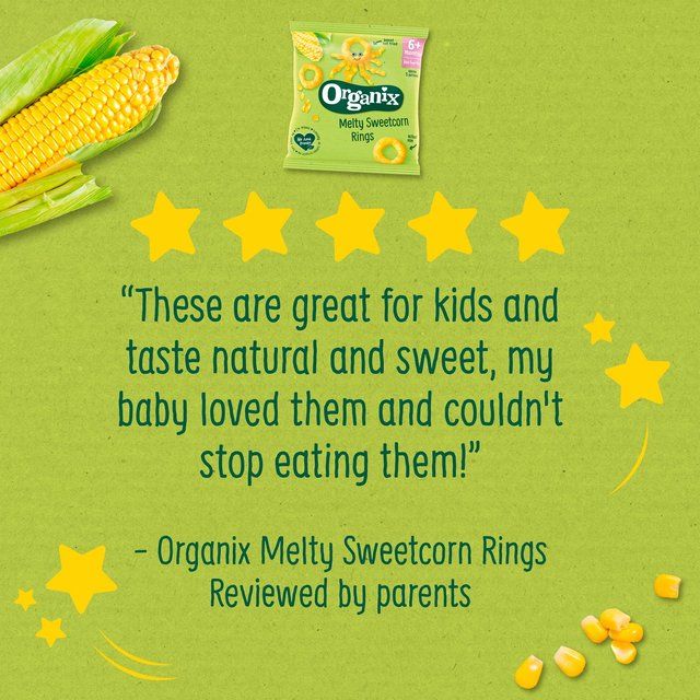 Organix Melty Sweetcorn Organic Rings Baby Snack 6 months+   20g