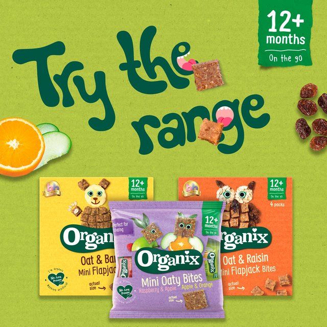 Organix Mini Organic Oat &amp;amp; Banana Flapjack Toddler Snacks Multipack   4 x 20g