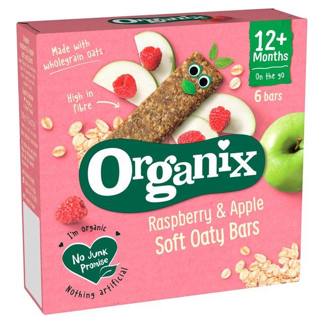 Organix Raspberry &amp;amp; Apple Organic Soft Oaty Bars Toddler Snack Multipack   6 x 23g