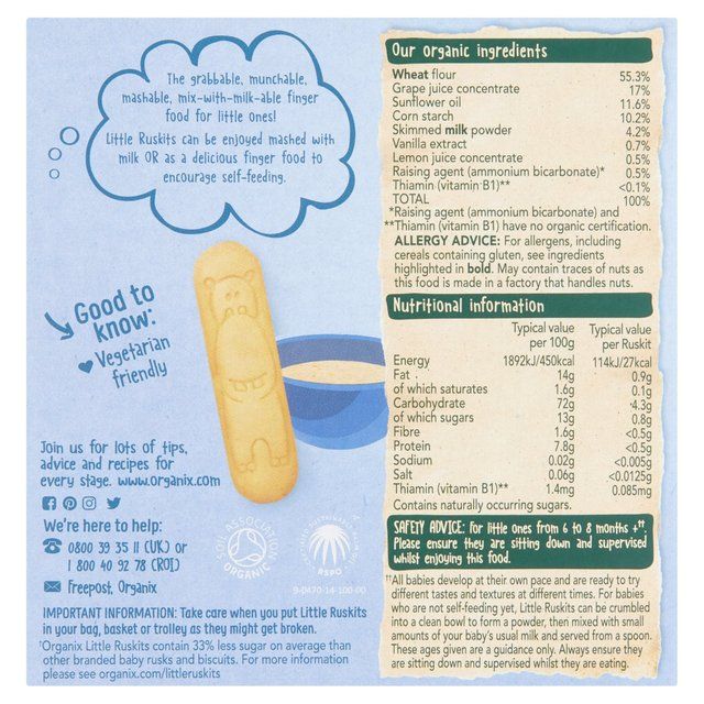 Organix Ruskits Vanilla Baby Snack 6-8 months   60g