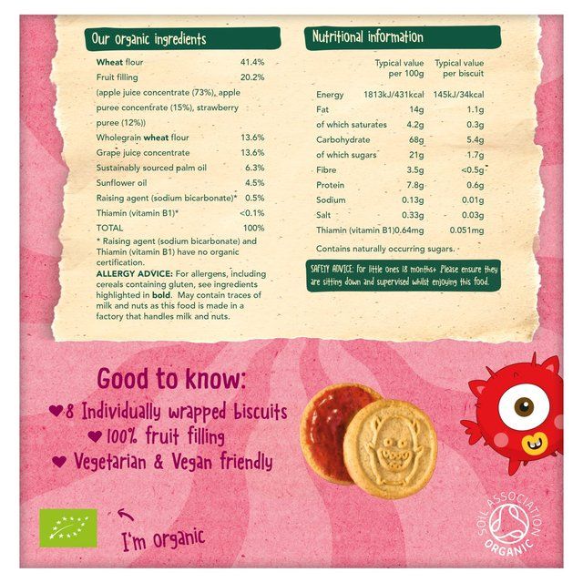 Organix Strawberry &amp;amp; Apple Organic Jammie Monsters Toddler &amp;amp; Kids Multipack   8 x 8g
