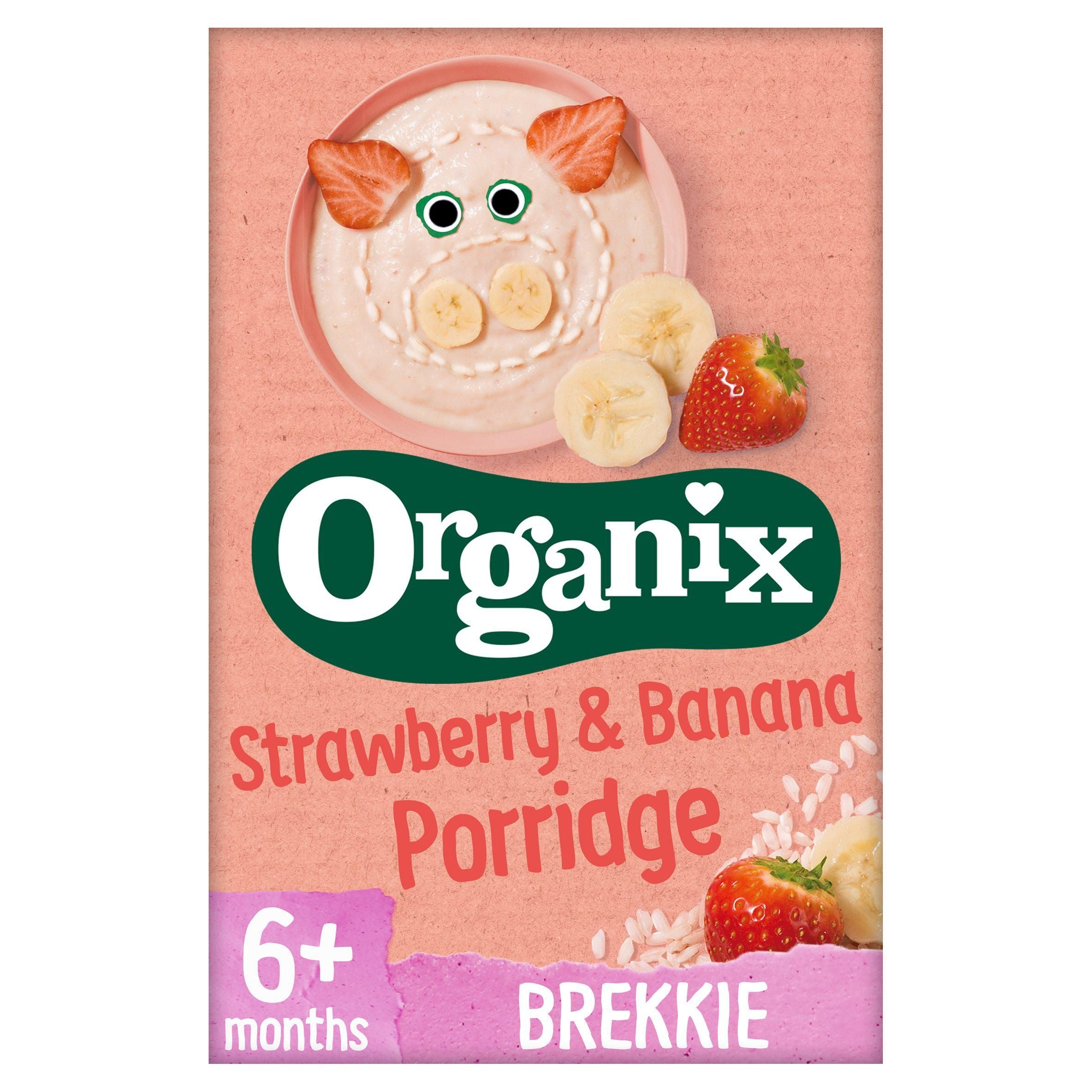 Organix Strawberry &amp;amp; Banana Organic Baby Weaning Porridge 6 months+ 120g