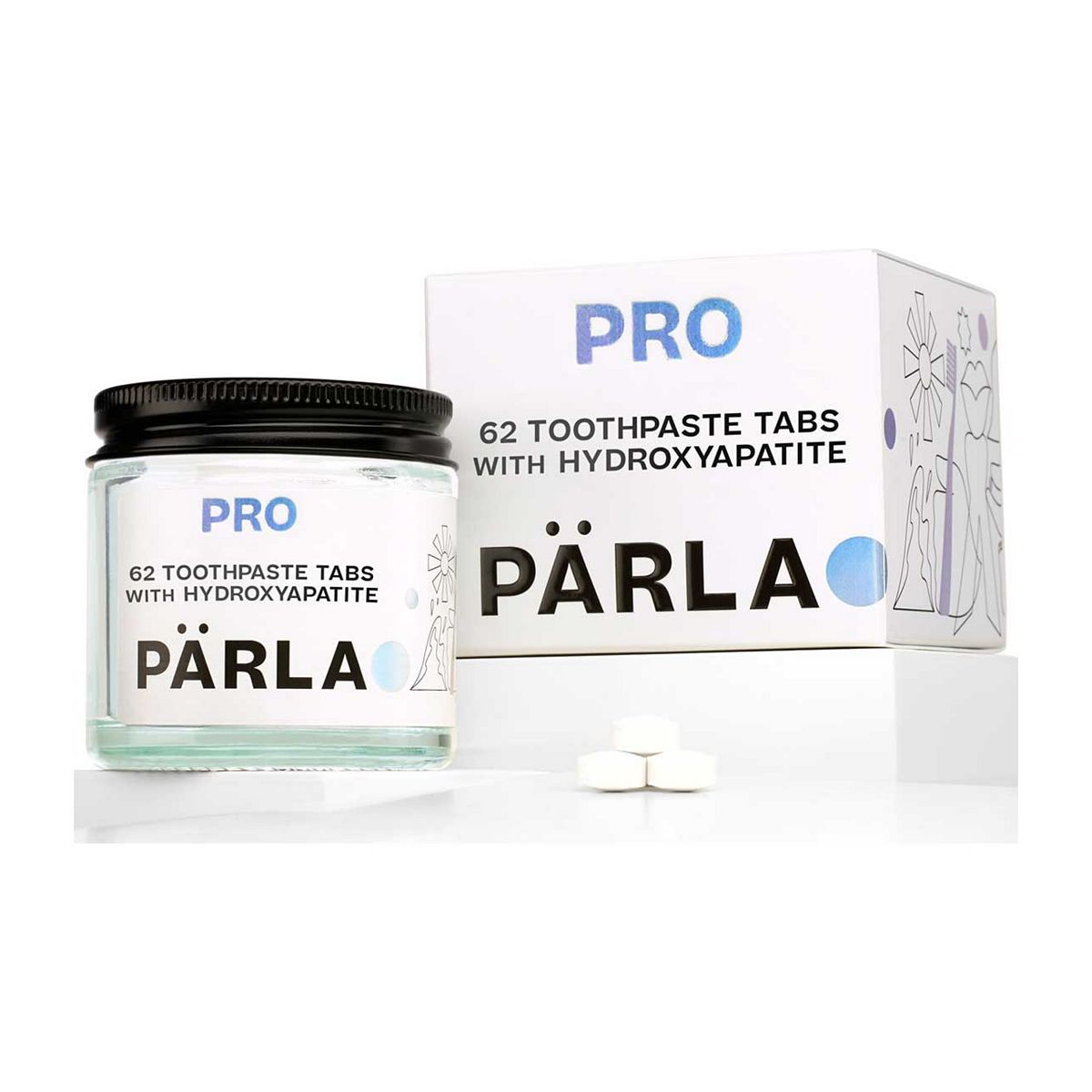 P&amp;Auml;RLA PRO High Gloss Whitening Sensitive Toothpaste Tabs for Remineralisation with Vitamin B12 - 62 Tabs