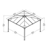 Palram Canopia Palermo 3.6 x 3.6 m (11.8 x 11.8 ft) Aluminium and Polycarbonate Gazebo