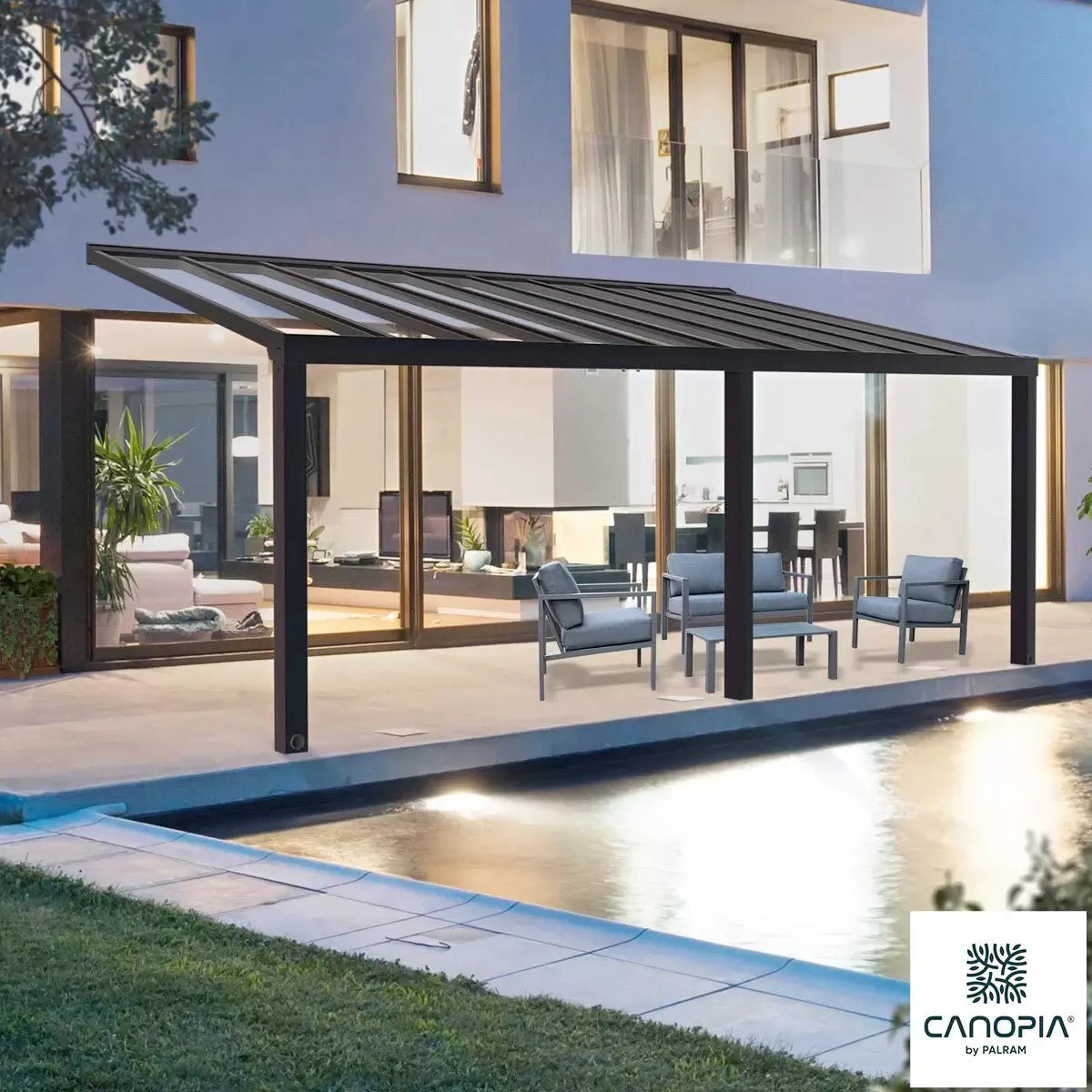 Palram Canopia Stockholm 11ft 2&amp;quot; x 26ft 4&amp;quot; (3.4 x 8.1m) Aluminium Patio Cover