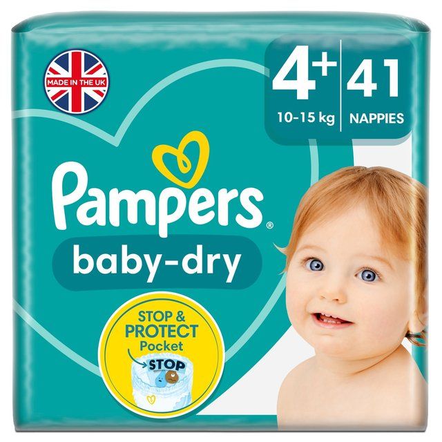 Pampers Baby-Dry Nappies Size 4+ (10-15kg) Essential Pack    41 per pack