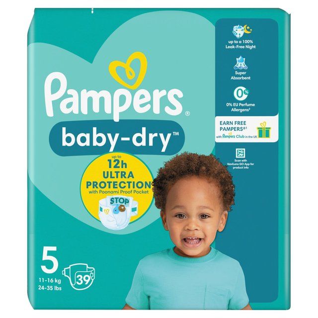 Pampers Baby-Dry Nappies Size 5 (11-16kg) Essential Pack   39 per pack