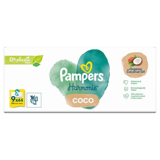 Pampers Harmonie Coco Baby Wipes X9   9 x 44 per pack