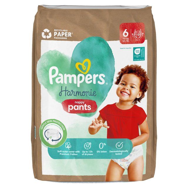 Pampers Harmonie Nappies Pants Size 6 Essential Pack   19 per pack