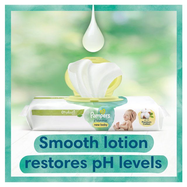 Pampers Harmonie New Baby Plastic Free Baby Wipes X4   4 x 46 per pack