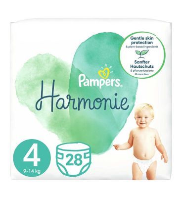 Pampers Harmonie Size 4, 28 Nappies, 9kg-14kg, Essential Pack