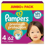 Pampers Premium Protection Nappies Size 4 (9-14kg) Jumbo+ Pack   62 per pack