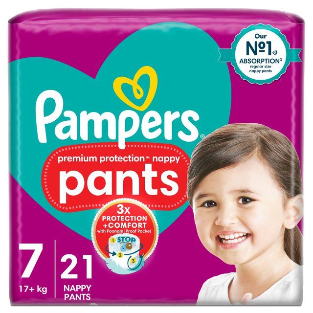 Pampers Premium Protection Nappy Pants Size 7 Essential Pack   21 per pack