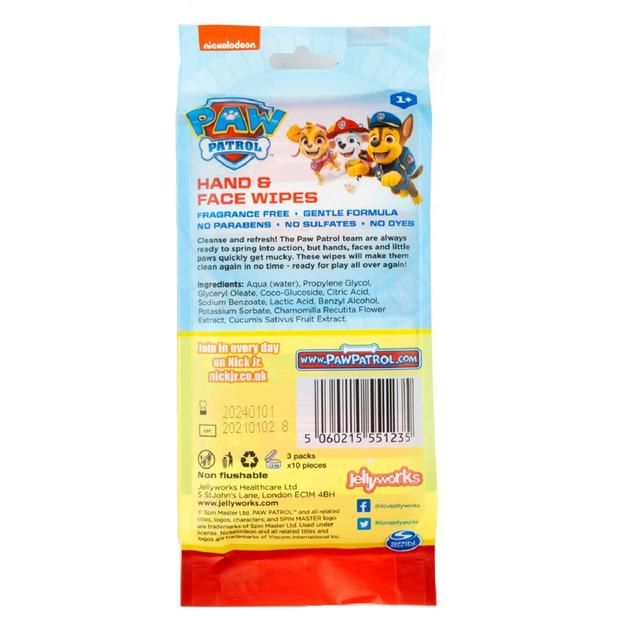 Paw Patrol Hand &amp;amp; Face Wet Wipes Multipack   3 per pack