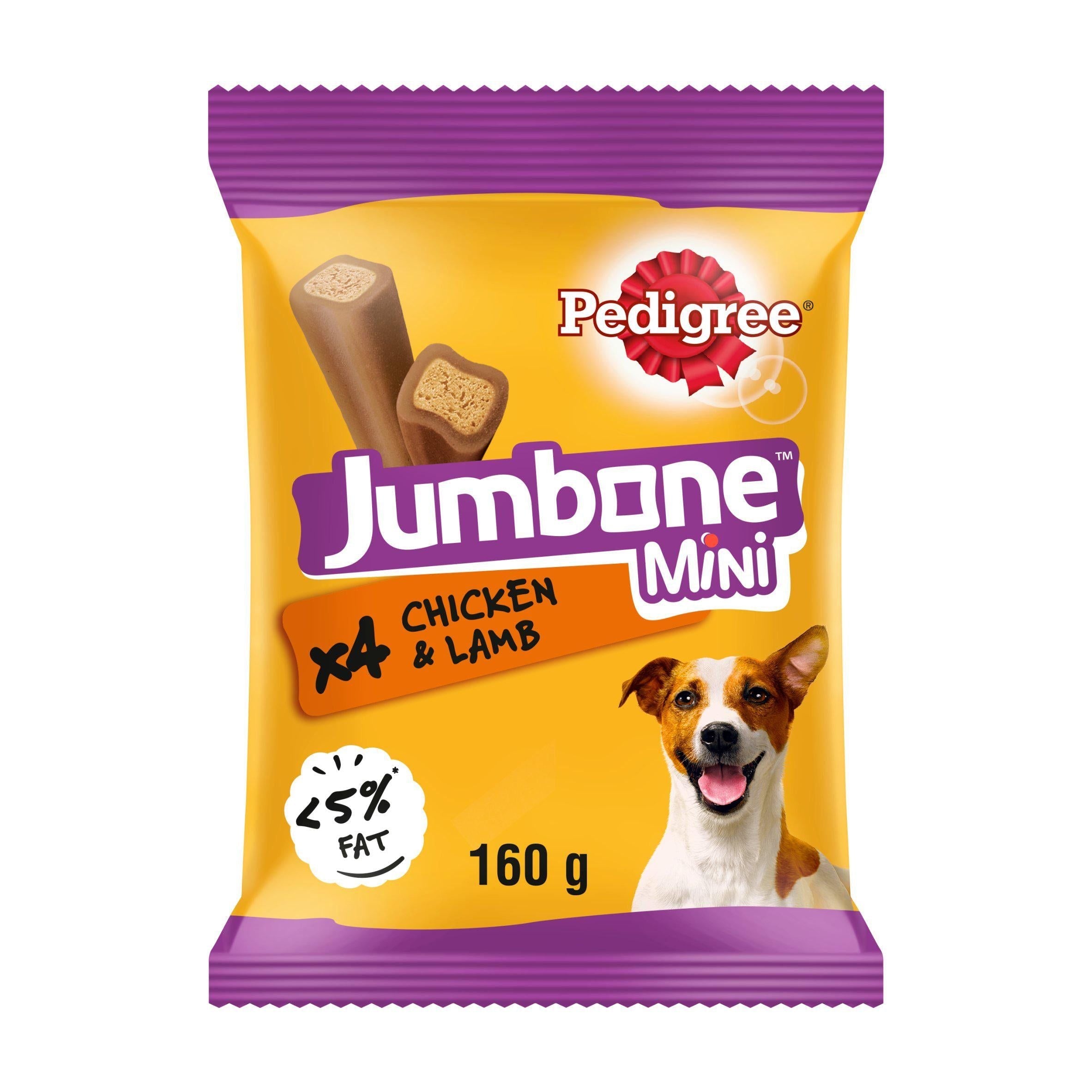 Pedigree Jumbone Mini Adult Small Dog Treats Chicken &amp;amp; Lamb Chews x4 160g