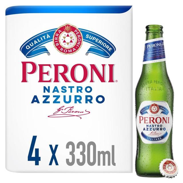 Peroni Nastro Azzurro Beer Lager Bottles   4 x 330ml