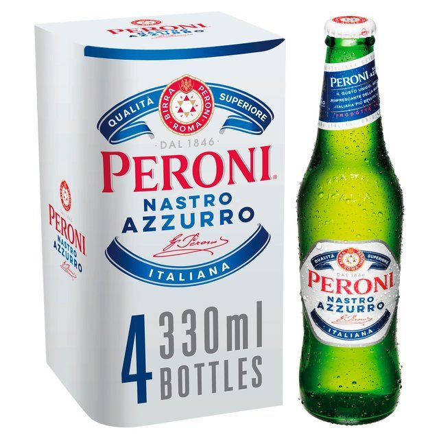 Peroni Nastro Azzurro Beer Lager Bottles   4 x 330ml