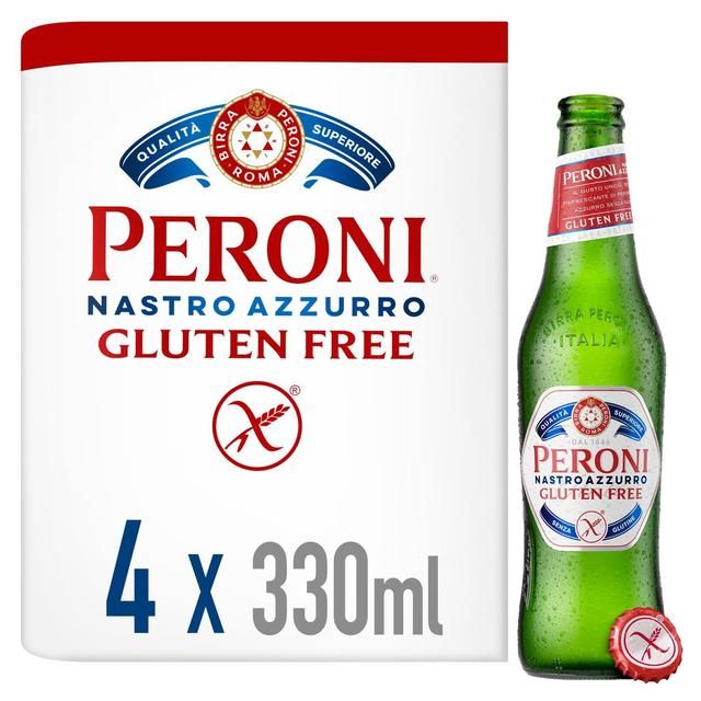 Peroni Nastro Azzurro Gluten Free Beer Lager Bottles   4 x 330ml