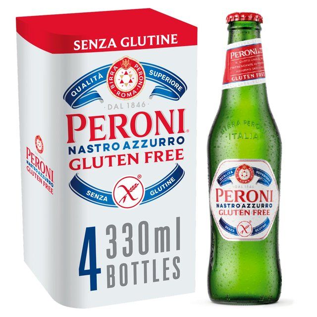 Peroni Nastro Azzurro Gluten Free Beer Lager Bottles   4 x 330ml