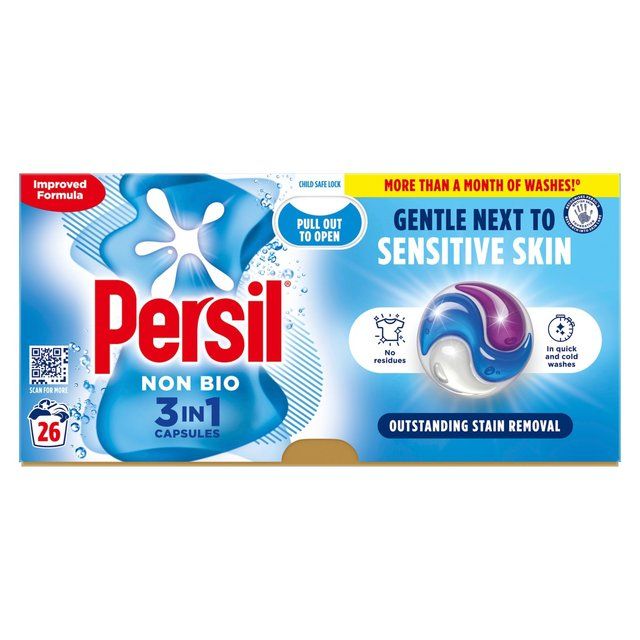 Persil Non Bio 3 in 1 Laundry Washing Detergent Capsules 26 Washes   26 per pack