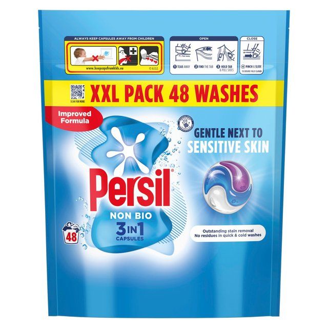 Persil Non Bio 3 in 1 Laundry Washing Detergent Capsules 48 Washes   48 per pack