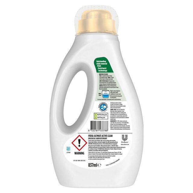 Persil Ultimate Active Clean Bio Laundry Washing Detergent 31 Washes   837ml