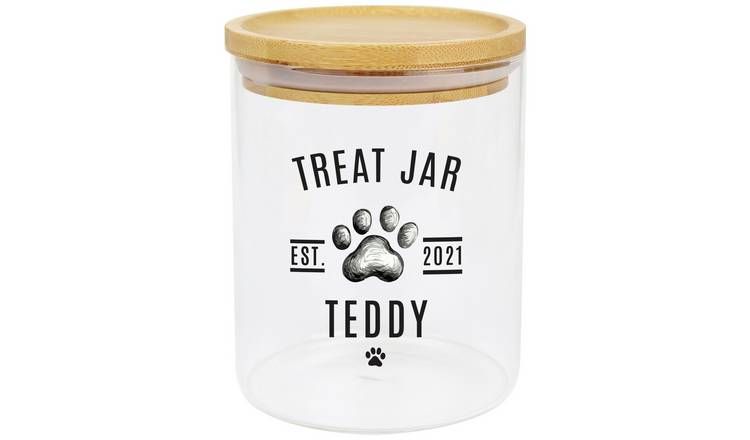 Personalised Message Pet Treats Storage Glass Jar With Lid