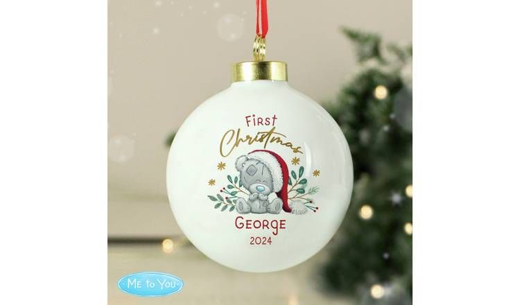 Personalised Message Tiny Tatty Teddy First Christmas Bauble