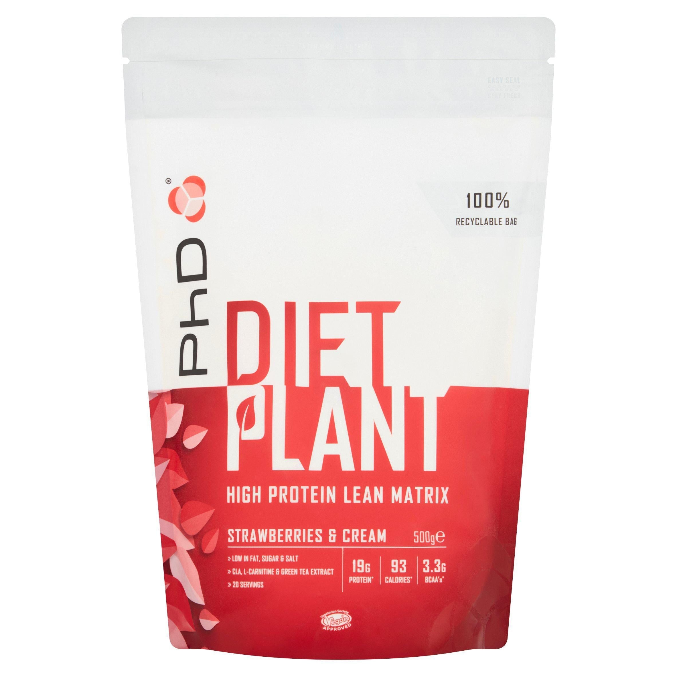 PhD Strawberries &amp;amp; Cream Diet Plant Protein Powder 500g
