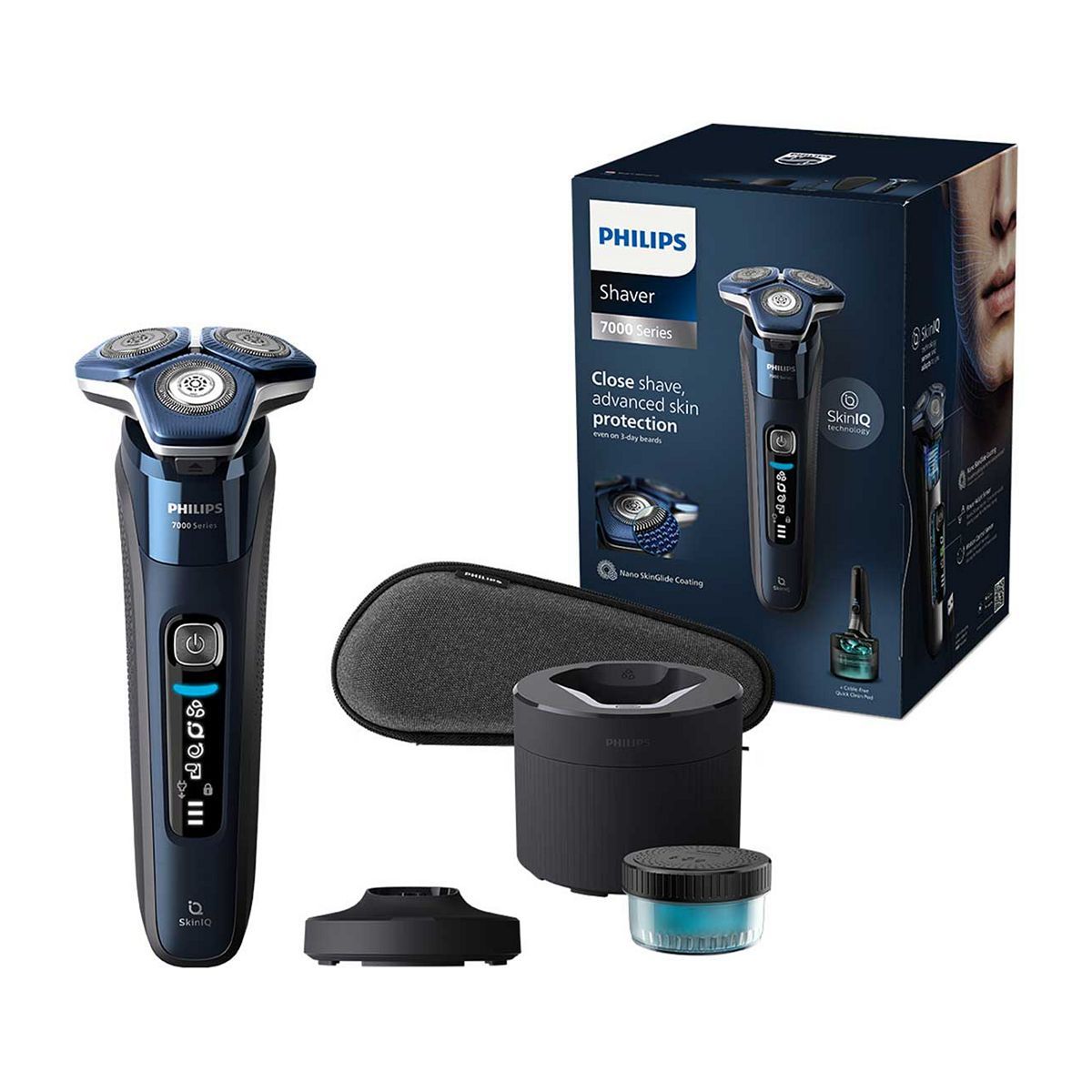 Philips Wet &amp;amp; Dry Electric Shaver Series 7000 with Pop-up Trimmer, Case, Charging Stand, Clean Pod, LED Display &amp;ndash; S7885/55
