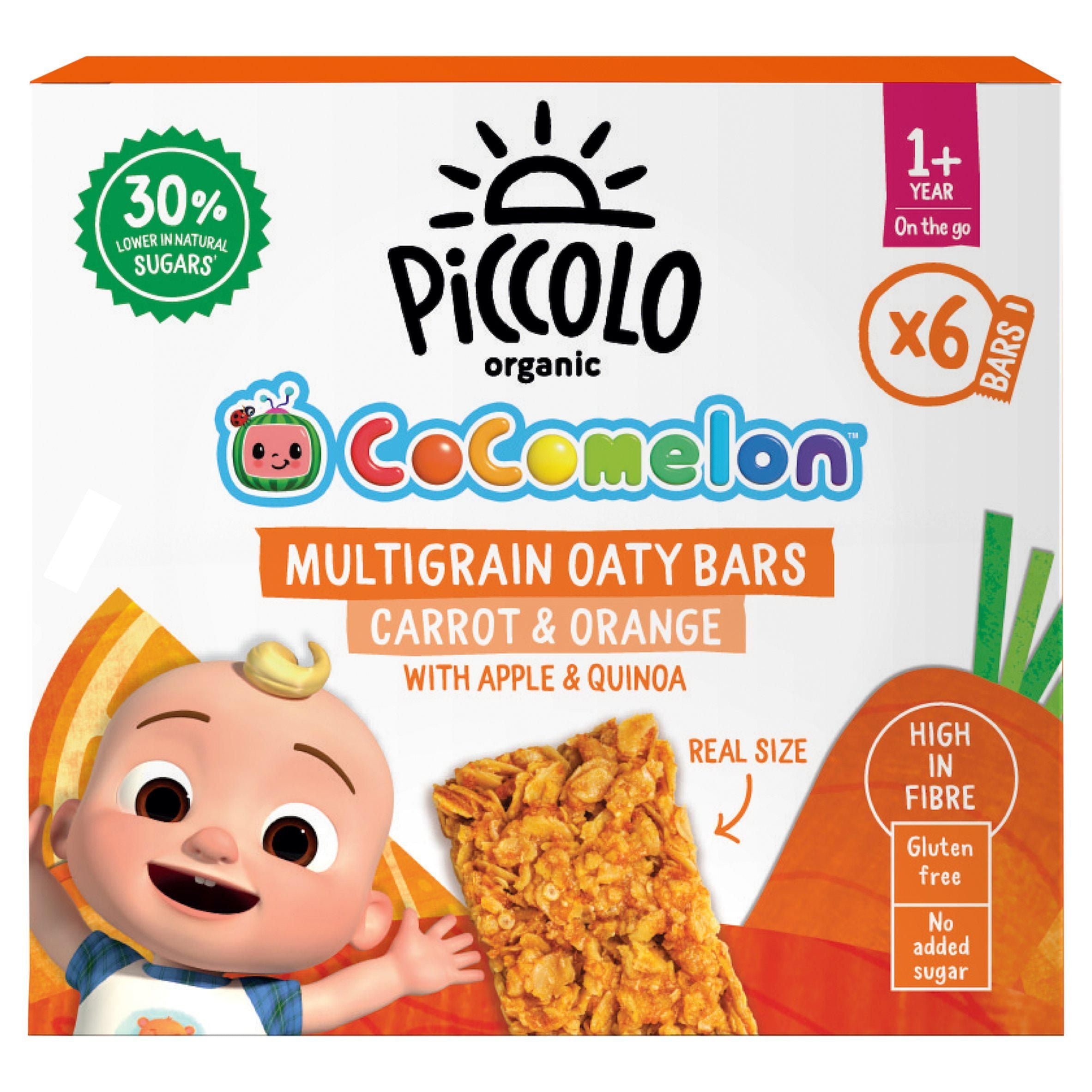 Piccolo Mighty Oaty Baby Cereal Bars Apple Carrot &amp;amp; Orange Textured 1+ Year 6x20g