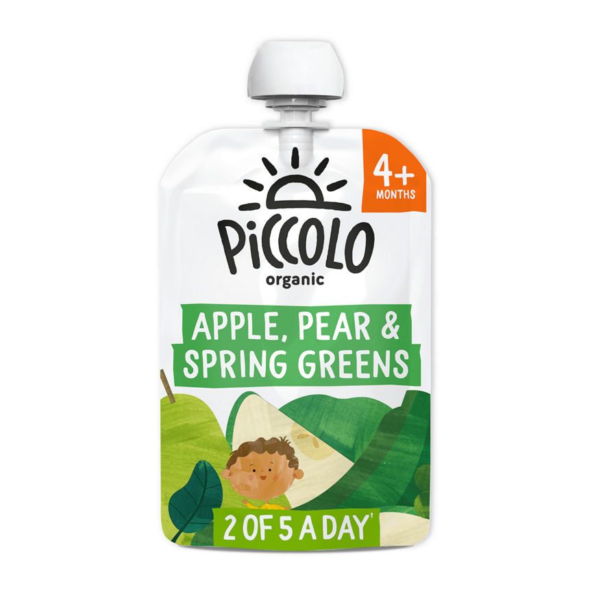 Piccolo Organic Pear, Apple &amp;amp; Spring Greens Smooth 4+ Months