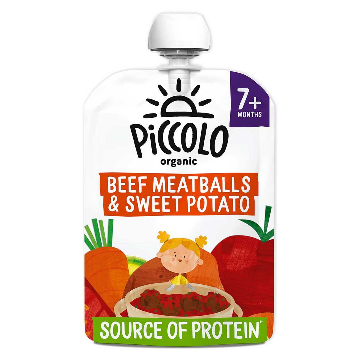 Piccolo Organic Sweet Potato &amp;amp; Beef Meatballs with Tomato &amp;amp; Herbs 130g From 7 Months+
