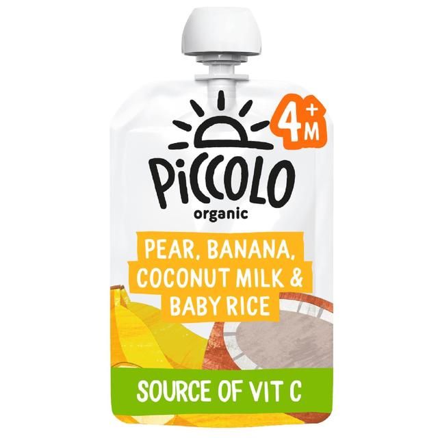 Piccolo Pear Banana Coconut Milk &amp;amp; Baby Rice Organic Pouch 4 mths+   100g