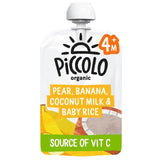 Piccolo Pear Banana Coconut Milk &amp;amp; Baby Rice Organic Pouch 4 mths+   100g