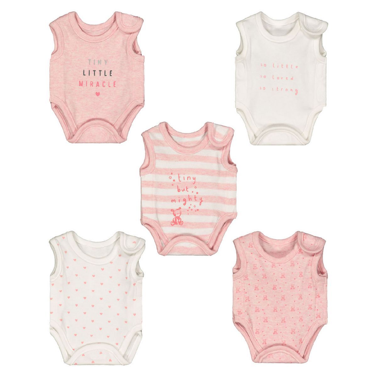 Pink Premature Baby Bodysuits &amp;ndash; 5 Pack