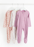 Pink Spot Print &amp;amp; Chequered Sleepsuit 3 Pack 3-6 months